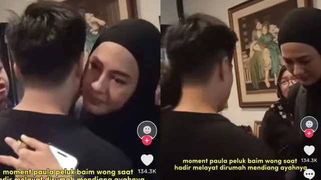 Momen Paula Verhoeven Peluk Baim Wong di Rumah Duka Jadi Sorotan